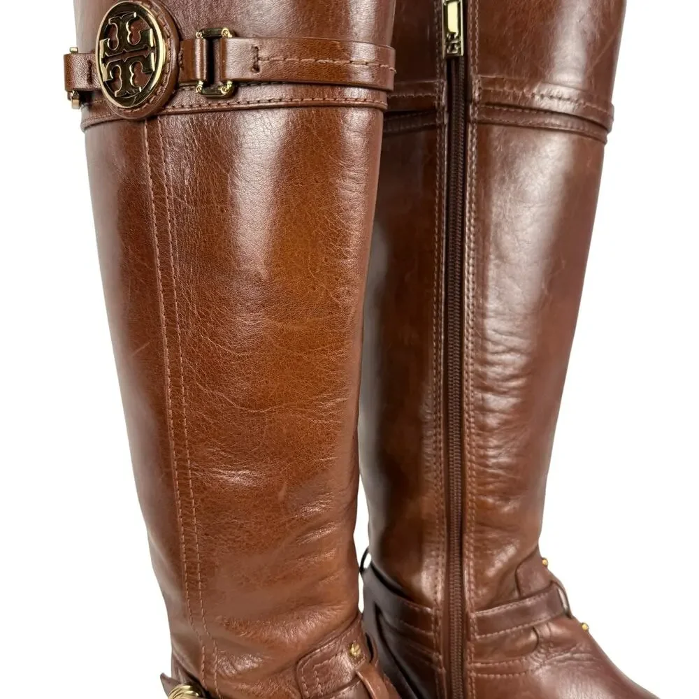 Tory Burch Calista Riding Leather Boots Size 8